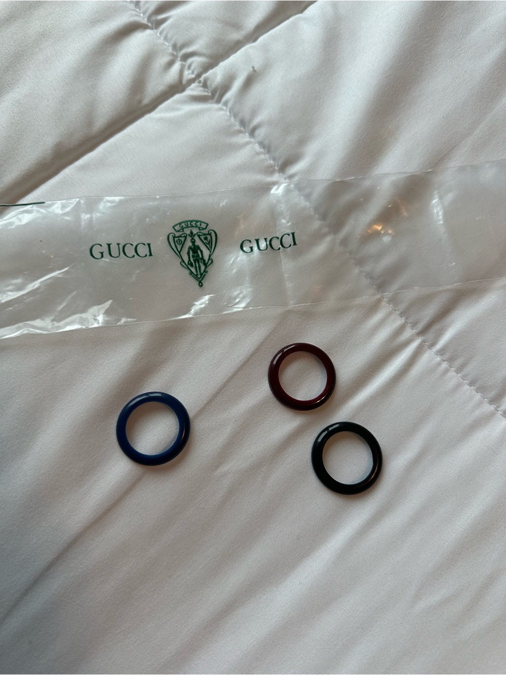 Gucci Wo Resin Rings Set in Blue, Burgundy & Black